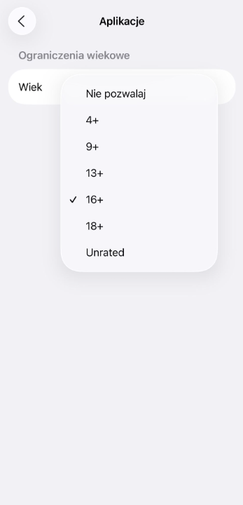 App age restriction options in iPhone settings.