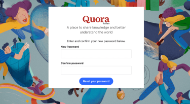 Quora reset password page on desktop.