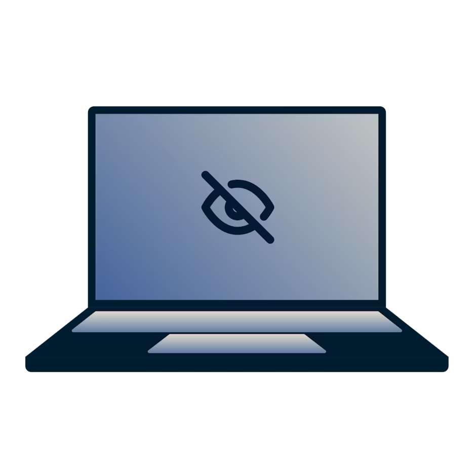 Kannettava tietokone, jonka pääsy sisältöön ja sovelluksiin on estetty.