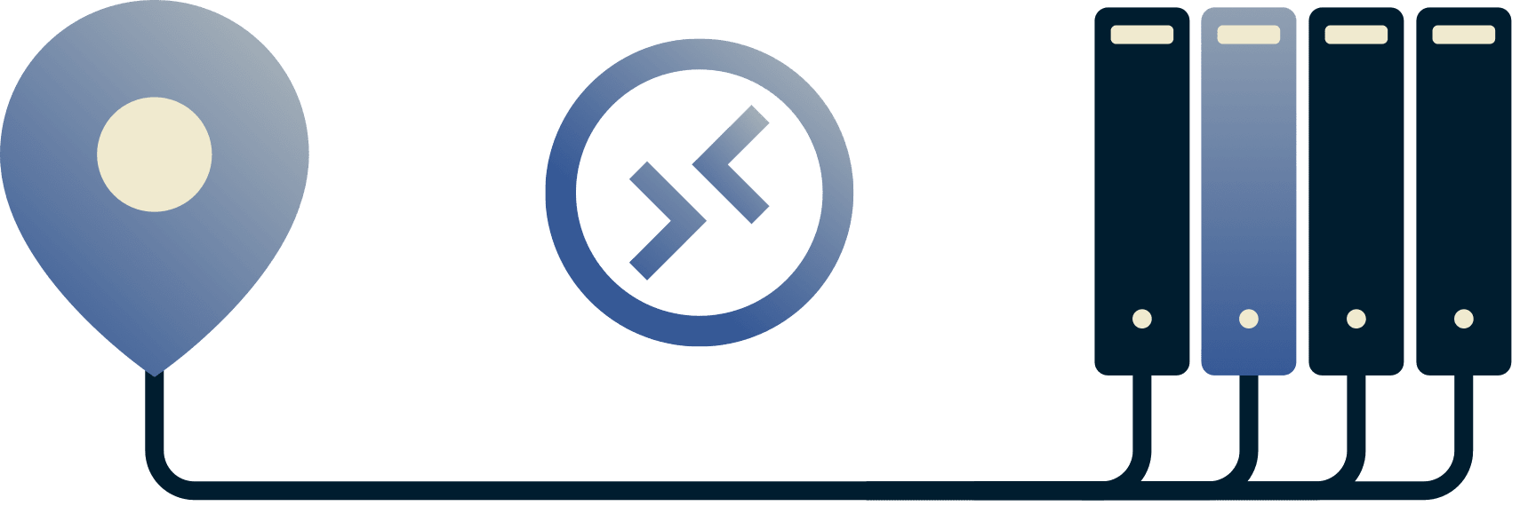 Diagramme d'une personne connectée par un bureau à distance à un réseau de bureau.