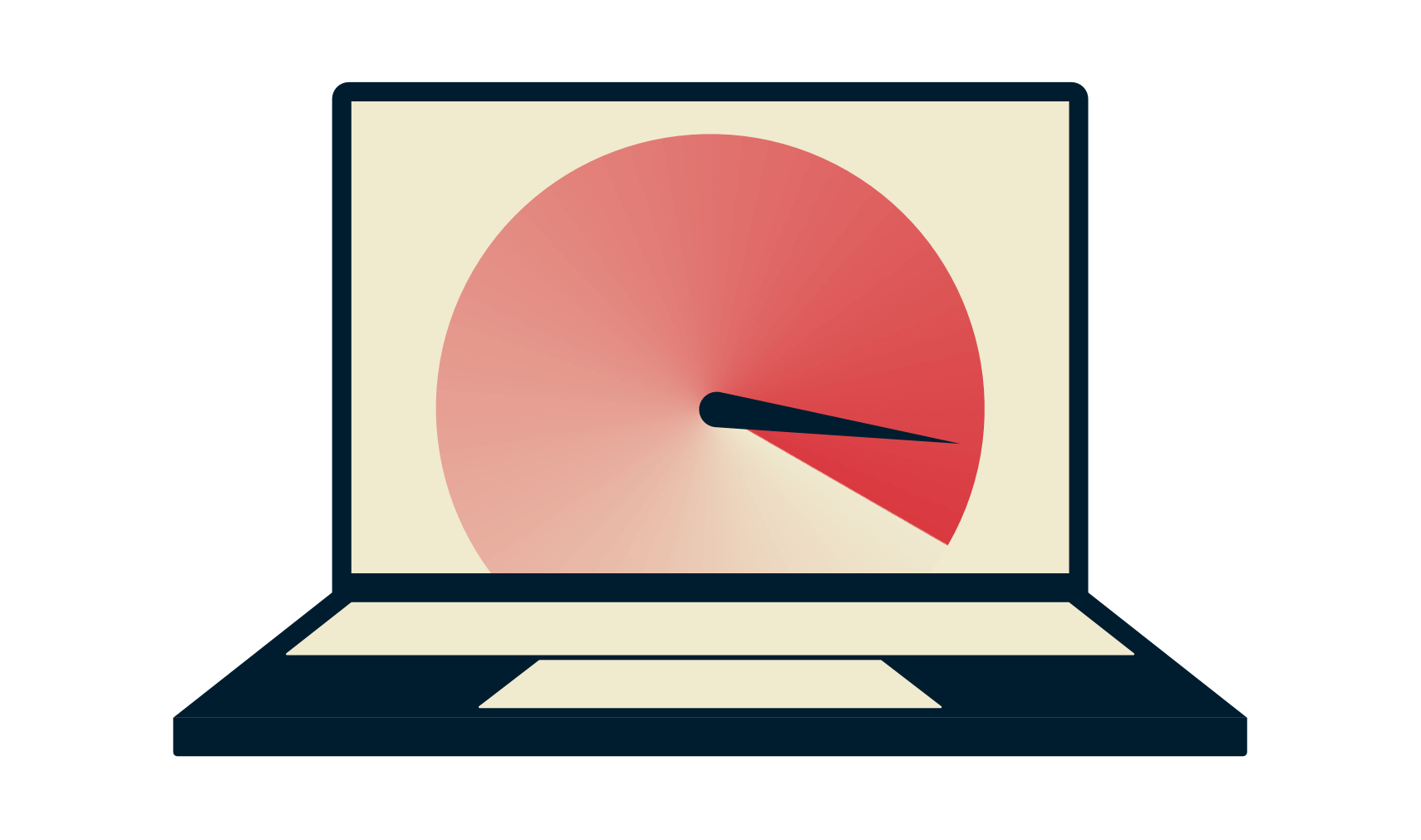 Ein Laptop mit einem Tachometer