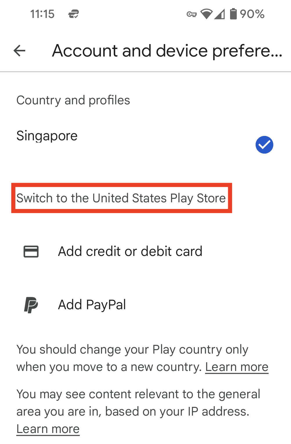 Come cambiare il paese di Google Play con una VPN su Android