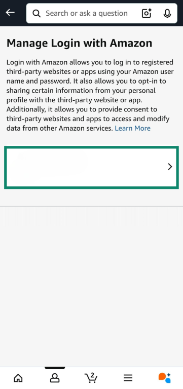 Viewing the apps and services that have access to Amazon account data.