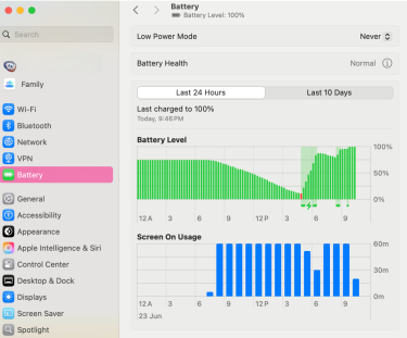MacBook battery usage during 30 minutes on Arc